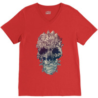 Skull Floral V-neck Tee | Artistshot