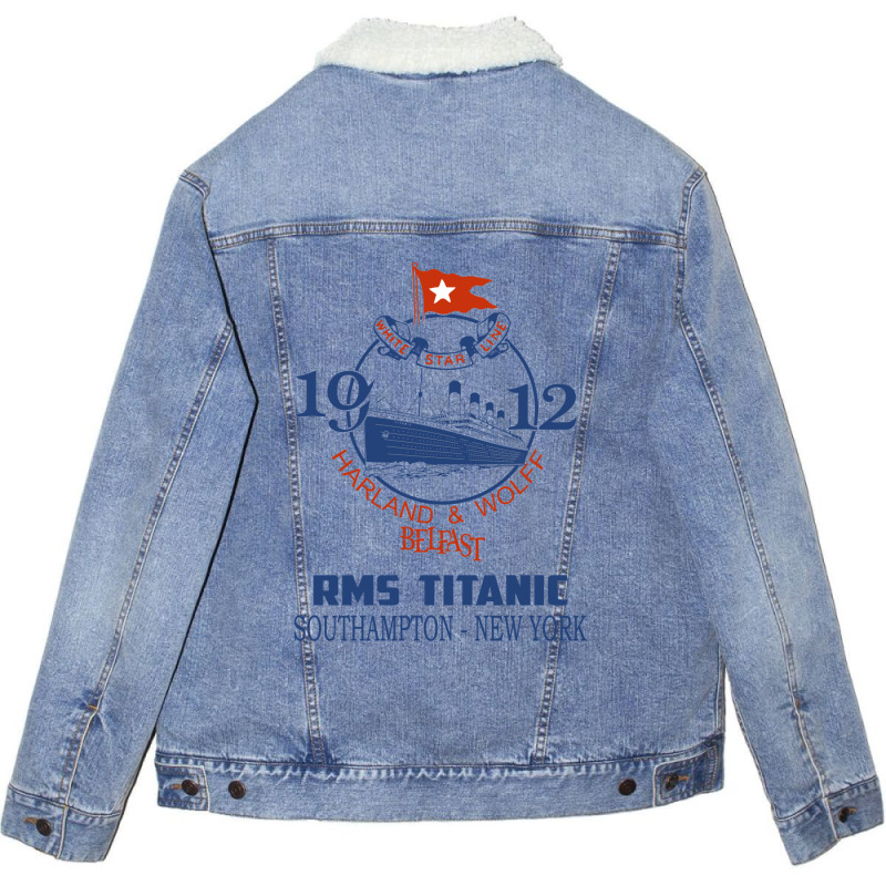 Titanic Vintage Poster Cruise Sinking Ship Atlanti Unisex Sherpa-lined Denim Jacket | Artistshot