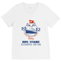 Titanic Vintage Poster Cruise Sinking Ship Atlanti V-neck Tee | Artistshot