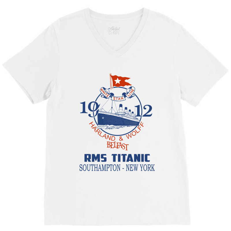 Titanic Vintage Poster Cruise Sinking Ship Atlanti V-neck Tee | Artistshot