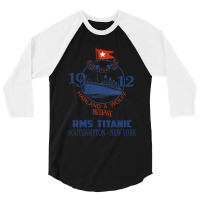 Titanic Vintage Poster Cruise Sinking Ship Atlanti 3/4 Sleeve Shirt | Artistshot