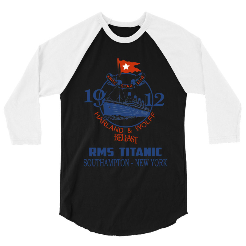 Titanic Vintage Poster Cruise Sinking Ship Atlanti 3/4 Sleeve Shirt | Artistshot