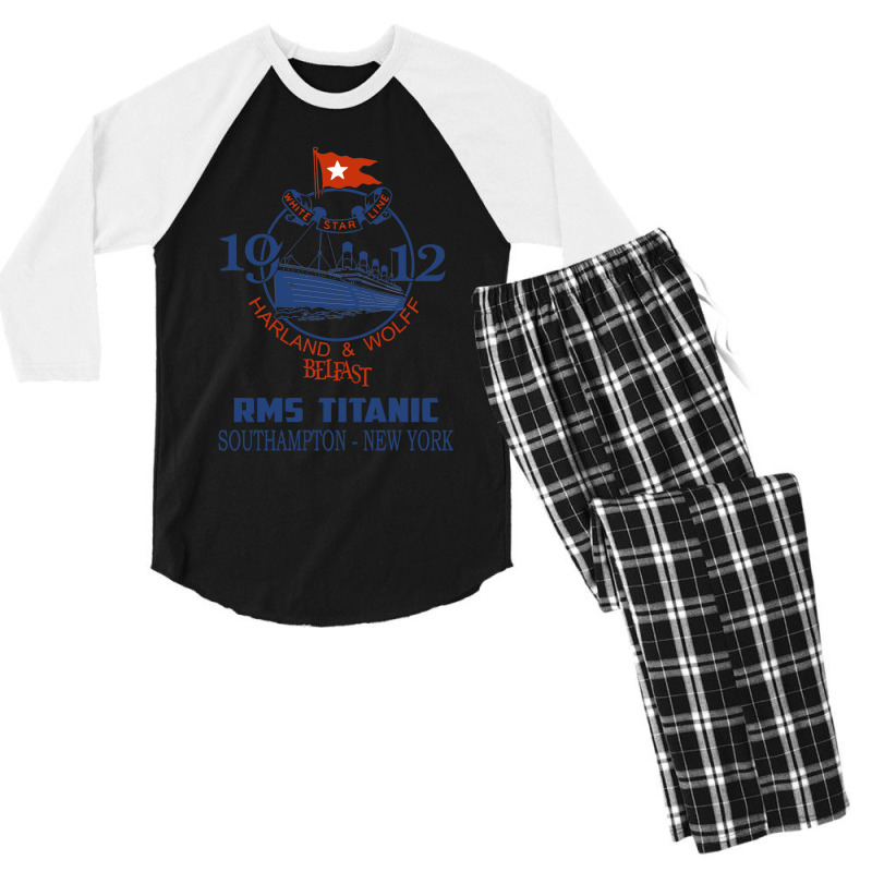 Titanic Vintage Poster Cruise Sinking Ship Atlanti Men's 3/4 Sleeve Pajama Set | Artistshot