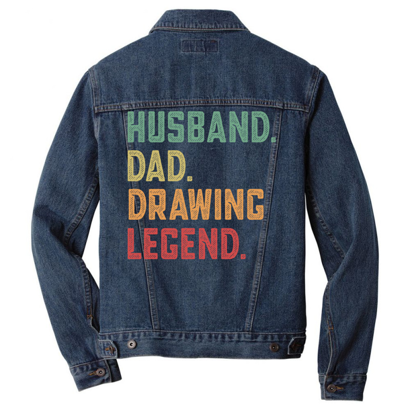 Husband Dad Drawing Legend Draw Vintage Men Denim Jacket | Artistshot