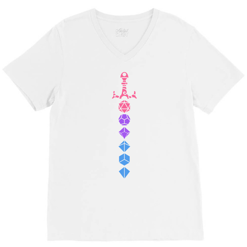 Colorful Polyhedral Dice Set Sword Roleplaying And V-neck Tee | Artistshot