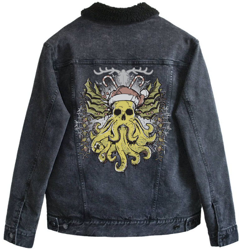 Merry Cthulhumas! Unisex Sherpa-Lined Denim Jacket by cevassanadel | Artistshot