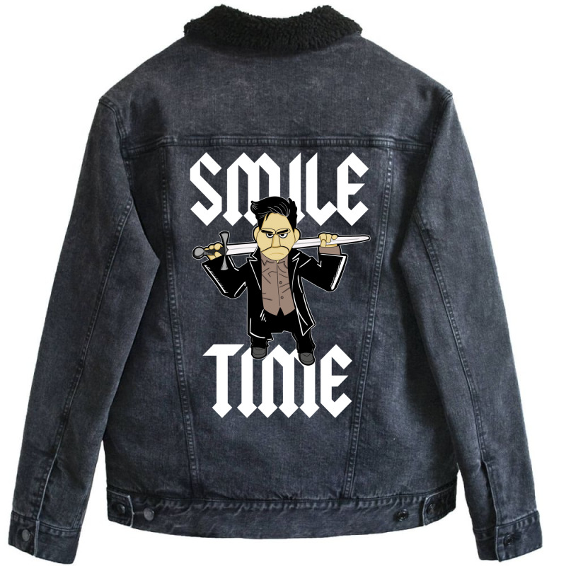 Smile Time Puppet Unisex Sherpa-Lined Denim Jacket by superivelisy | Artistshot