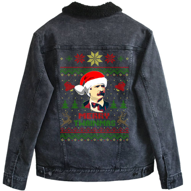 Mark Twain Merry Twainmas Christmas 1 Unisex Sherpa-lined Denim Jacket | Artistshot