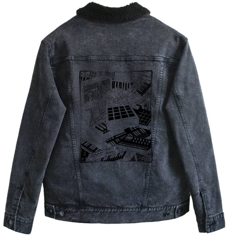 Synthesizer Art For Electronic Musician Unisex Sherpa-lined Denim Jacket | Artistshot