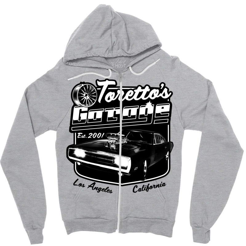 Toretto's Garage   Los Angeles Zipper Hoodie by megannukunug | Artistshot