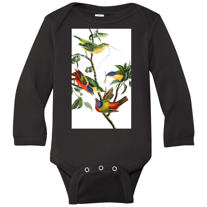 John James Audubon   Painted Bunting Long Sleeve Baby Bodysuit by Odayas | Artistshot