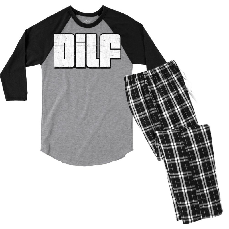 Dilf  Retro Style Typography Design3 Men's 3/4 Sleeve Pajama Set | Artistshot