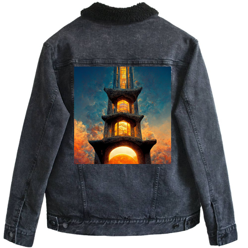 Tower Design Ideas In 1454 Unisex Sherpa-lined Denim Jacket | Artistshot