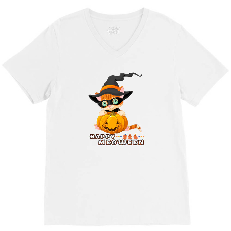 Happy Meoween Kitty V-neck Tee | Artistshot