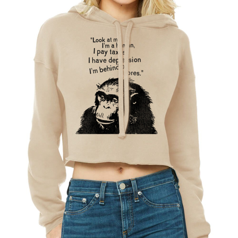 Look At Me, I'm A Human... Cropped Hoodie by cibevolyt | Artistshot