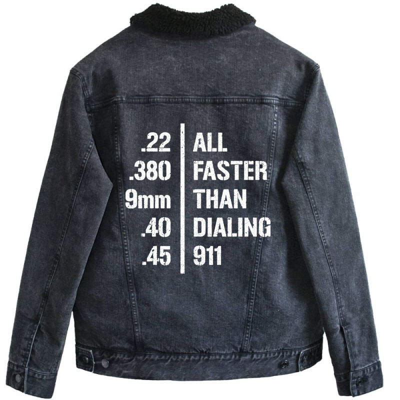 All Faster Than 911 Gun Owner Ammo Freedom Tshirt Unisex Sherpa-Lined Denim Jacket by David_True | Artistshot