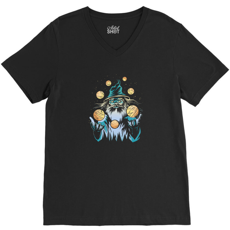 Wizard Juggling Plane V-Neck Tee by trustedart | Artistshot