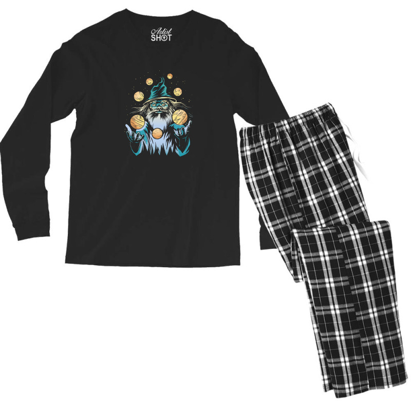 Wizard Juggling Plane Men's Long Sleeve Pajama Set by trustedart | Artistshot