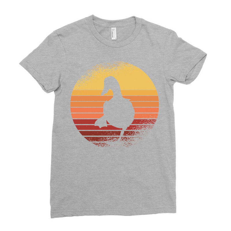 Duck Retro Vintage Sunset Distressed Nostalgia Ladies Fitted T-Shirt by atitikanokok | Artistshot