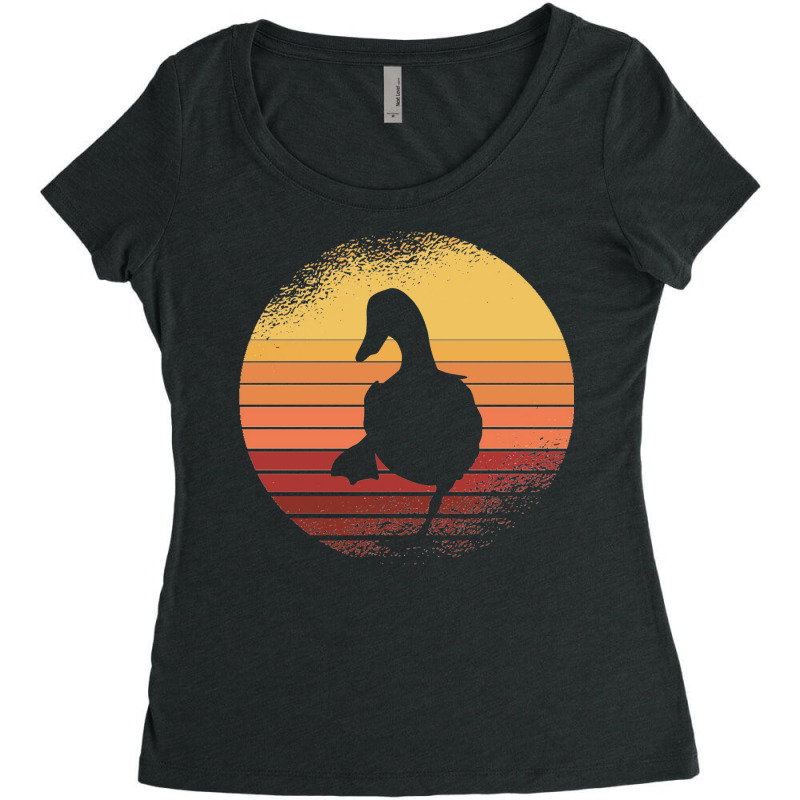 Duck Retro Vintage Sunset Distressed Nostalgia Women's Triblend Scoop T-shirt by atitikanokok | Artistshot