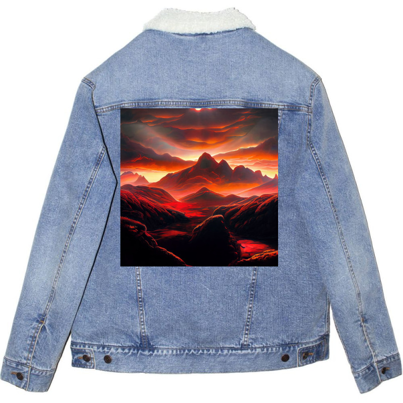 Sunset Time Unisex Sherpa-Lined Denim Jacket by TheDol | Artistshot