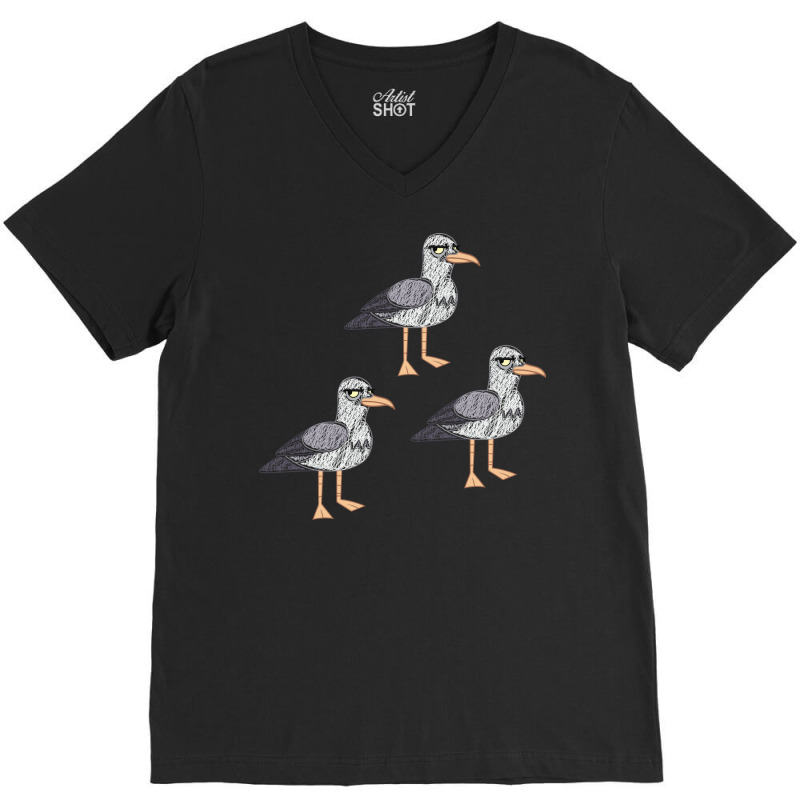 Angry Seagull Bird Bored Birds Funny Quote V-Neck Tee by houkealgdals | Artistshot