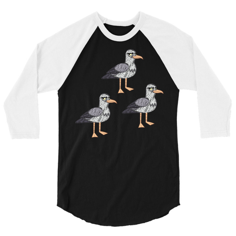 Angry Seagull Bird Bored Birds Funny Quote 3/4 Sleeve Shirt by houkealgdals | Artistshot