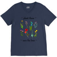 Plant These Save The Bees Watercolor Wildflowers 7 V-neck Tee | Artistshot