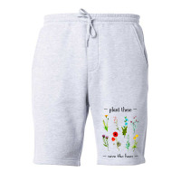 Plant These Save The Bees Watercolor Wildflowers 7 Fleece Short | Artistshot