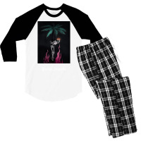 Palm Print White Skeletton Men's 3/4 Sleeve Pajama Set | Artistshot