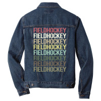 Colorful Text Field Hockey Vintage Men Denim Jacket | Artistshot