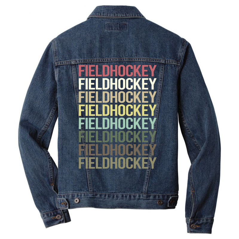 Colorful Text Field Hockey Vintage Men Denim Jacket by abataymunaevj | Artistshot