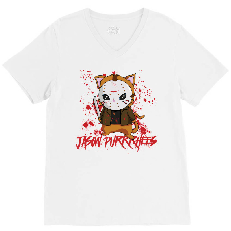 Jason Purrrhees V-neck Tee | Artistshot