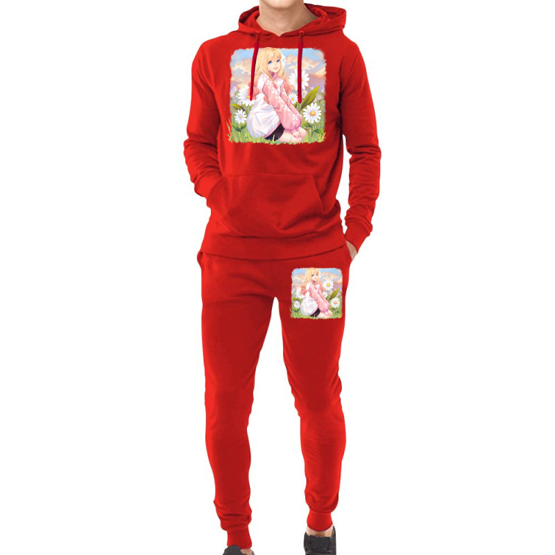 Flower Field Xi Yui Red Hoodie & Jogger set by abataymunaevj | Artistshot