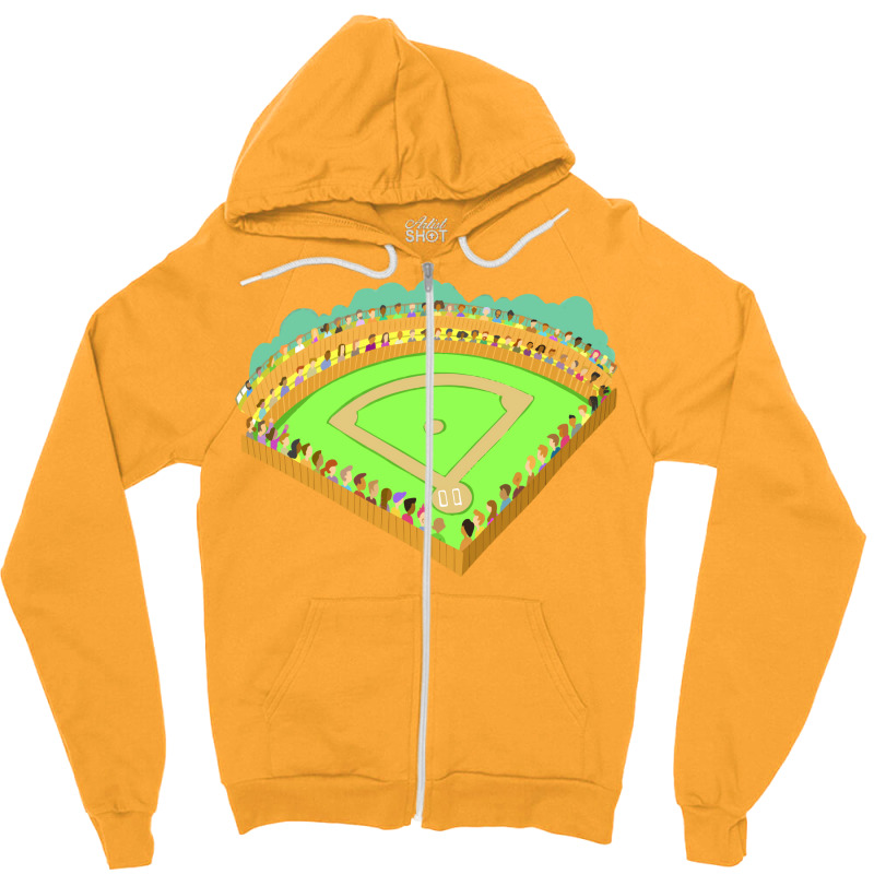 Baseball Field With Spectators In The Stands Yello Zipper Hoodie by azapogosw | Artistshot