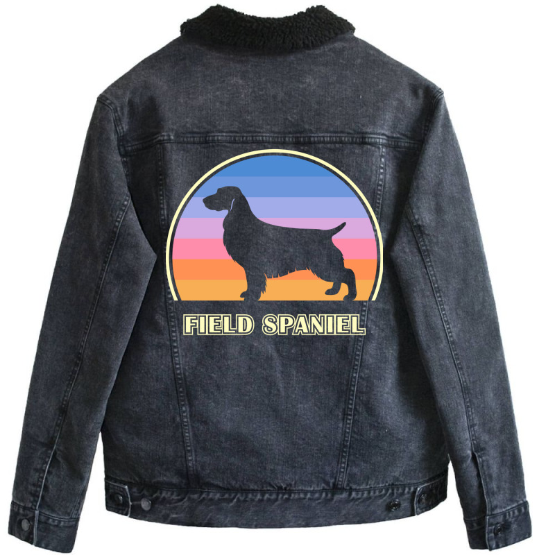 Field Spaniel Vintage Sunset Dog Cute Aesthetic Unisex Sherpa-Lined Denim Jacket by soyefkettieu | Artistshot