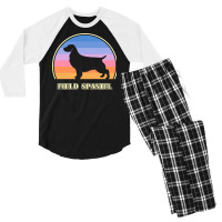 Field Spaniel Vintage Sunset Dog Cute Aesthetic Men's 3/4 Sleeve Pajama Set | Artistshot