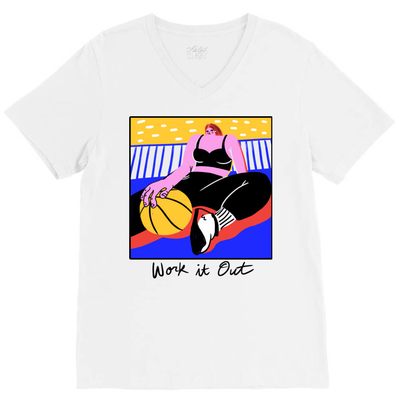 Work It Out Retro V-Neck Tee by eialmanuter | Artistshot