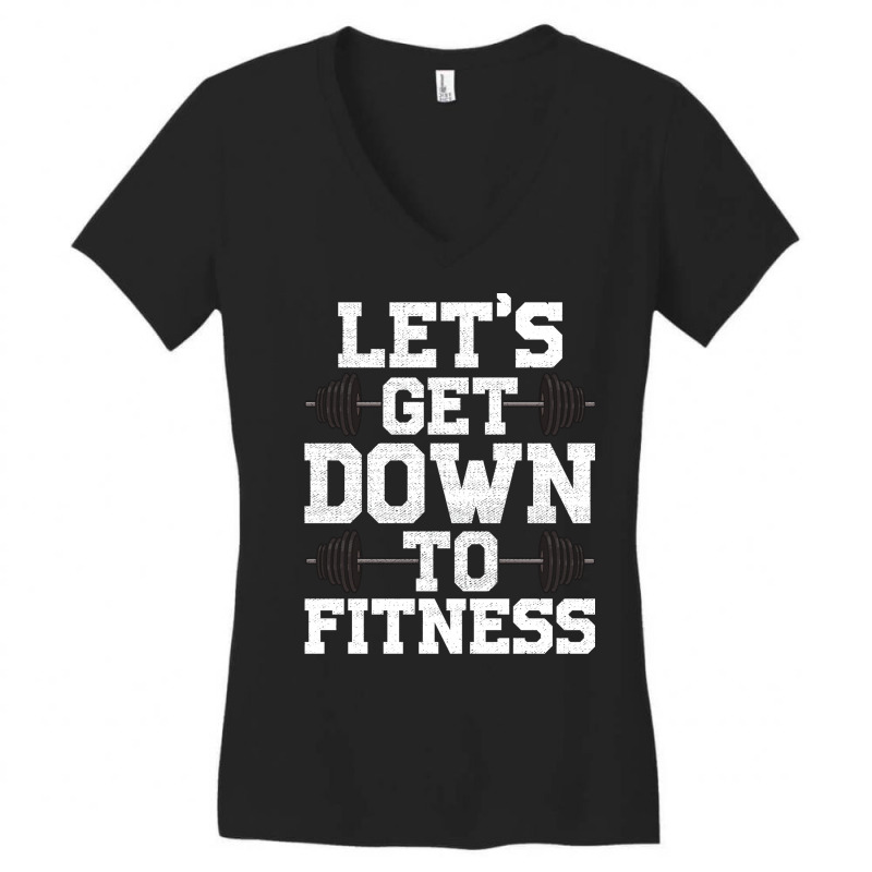 Lets Get Down To Fitness Work Out Gym Exercise Gif Women's V-Neck T-Shirt by kalkfavini2 | Artistshot