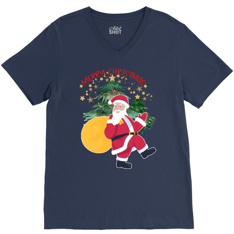 Merry Christmas Santa Clause Decorated Tree T Shir V-neck Tee | Artistshot