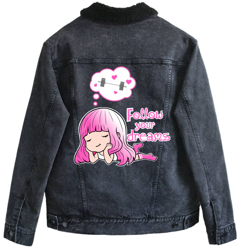 Cute Fitness Girl Quote Nostalgia Unisex Sherpa-lined Denim Jacket | Artistshot