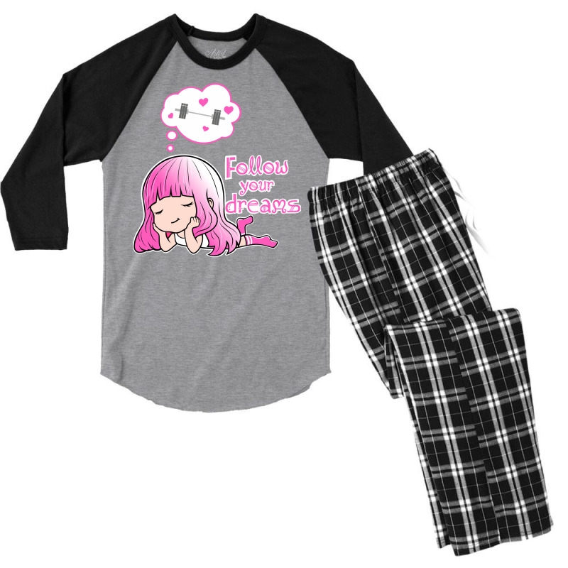 Cute Fitness Girl Quote Nostalgia Men's 3/4 Sleeve Pajama Set | Artistshot