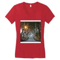 The Dark Hedges  County Antrim  Northern Ireland Women's V-neck T-shirt | Artistshot