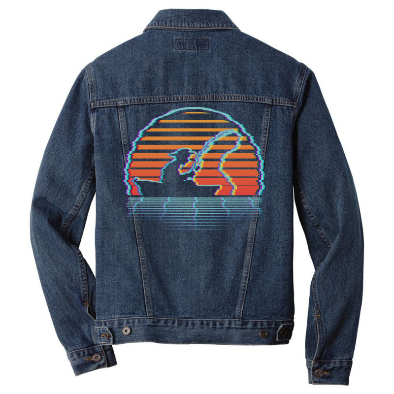 Fishing Vaporwave Fisherman Retro Synthwave Boy Men Denim Jacket | Artistshot