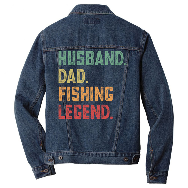 Husband Dad Fishing Legend Fisher 70s Men Denim Jacket by orriabijli6 | Artistshot