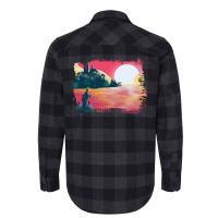 Sunset And Fishing View Landscape Blue Flannel Shirt | Artistshot