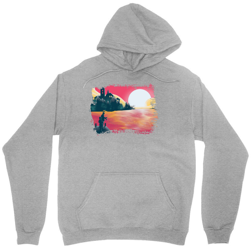 Sunset And Fishing View Landscape Blue Unisex Hoodie by orriabijli6 | Artistshot