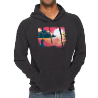 Sunset And Fishing View Landscape Blue Vintage Hoodie | Artistshot