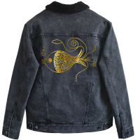 Unique Golden Floral Fish Girl Unisex Sherpa-lined Denim Jacket | Artistshot