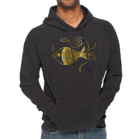 Unique Golden Floral Fish Girl Vintage Hoodie | Artistshot